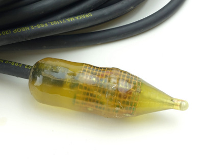 View of ATS SR3017 acoustic receiver hydrophone tip used for shore-based applications